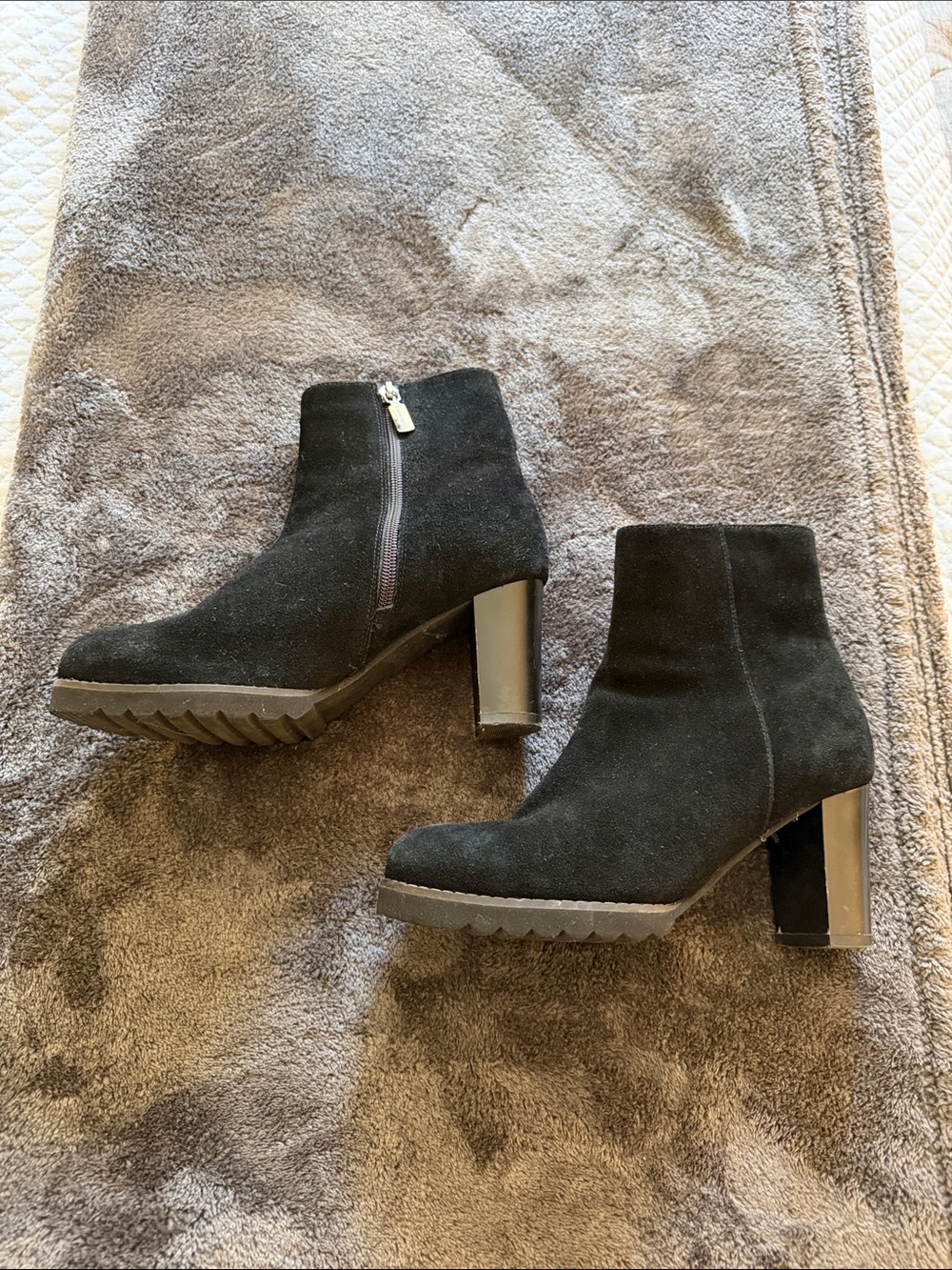 Blondo Black Suede Ankle Booties with Side Zip